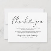 モダンハートスクリプト葬儀お礼 サンキューカード (正面)