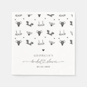 モダンハートスクリプト＆ブラックランジェリー ブライダルシャワー スタンダードカクテルナプキン (正面)