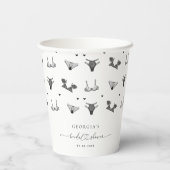 モダンハートスクリプト&ブラックランジェリー ブライダルシャワー 紙コップ (裏面)