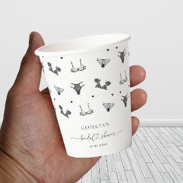 モダンハートスクリプト＆ブラックランジェリー ブライダルシャワー 紙コップ