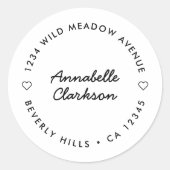 モダンハートスクリプト |ミニマリスト差出人住所 ラウンドシール (正面)