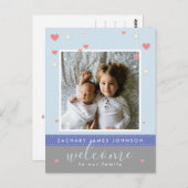 モダンハートスター写真誕生のお知らせ ポストカード (正面/裏面)