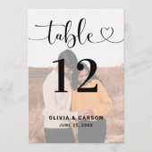 モダンハートス結婚クリプトのフォトテーブル番号 招待状 (正面)