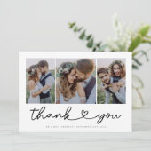 モダンハートス結婚クリプトの写真コラージュ サンキューカード (スタンド正面)
