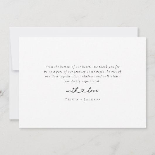 モダンハートス結婚クリプトの写真コラージュ サンキューカード (裏面)