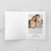 モダンハートス結婚クリプトの写真コラージュ サンキューカード (内部)