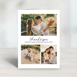 モダンハートス結婚クリプトの写真コラージュ サンキューカード