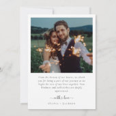 モダンハートス結婚クリプトの写真コラージュ サンキューカード (裏面)