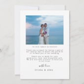 モダンハートス結婚クリプトの4フォトコラージュ サンキューカード (裏面)