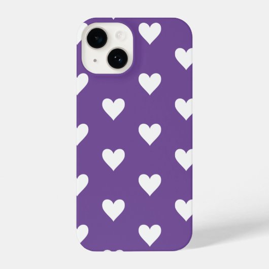 モダンハートパターン紫（白） iPhoneケース (裏面)
