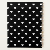 モダンハートパターン黒パーソナライズされた プランナー手帳 (裏面)