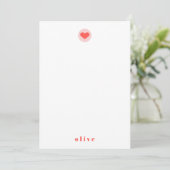 モダンハートピパーソナライズされたンク名 サンキューカード (スタンド正面)