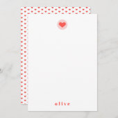 モダンハートピパーソナライズされたンク名 サンキューカード (正面/裏面)