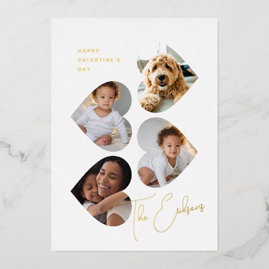 モダンハートフォトコラージュ 箔シーズンカード (正面)