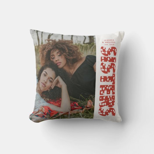 モダンハートフォトシスターギフト クッション (正面)