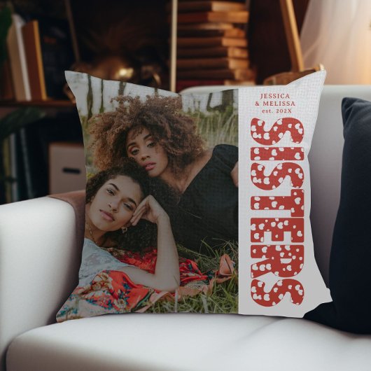 モダンハートフォトシスターギフト クッション