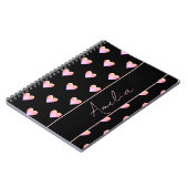 モダンハートブラックピンクパーソナライズされた ノートブック (左側)