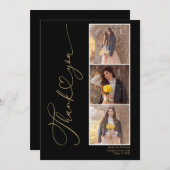 モダンハートブラック金ゴールド卒業サンキューカード サンキューカード (正面/裏面)