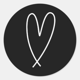 モダンハートブラック&ホワイトミニマルブライダルシャワー ラウンドシール