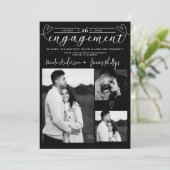 モダンハートブラック&ホワイトミニマル婚約 (スタンド正面)