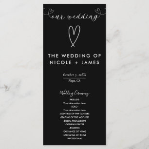 モダンハートブラック&ホワイトミニマル結婚ズ プログラム