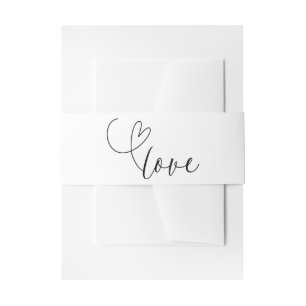モダンハートブラック&ホワイトラブミニマル結婚ス 招待状ベリーバンド
