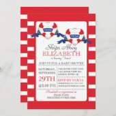 モダンハートブ航海のイ双生児シャワー 招待状 (正面/裏面)