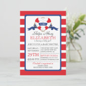 モダンハートブ航海のイ女の子の赤ちゃんシャワー 招待状 (スタンド正面)