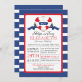 モダンハートブ航海のイ男の子のシャワー 招待状 (正面/裏面)