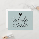 モダンハートミニマルほこりっぽい青引用文 カード (正面/裏面インサイチュ)