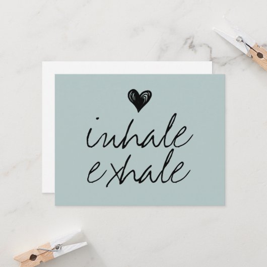 モダンハートミニマルほこりっぽい青引用文 カード (正面/裏面インサイチュ)