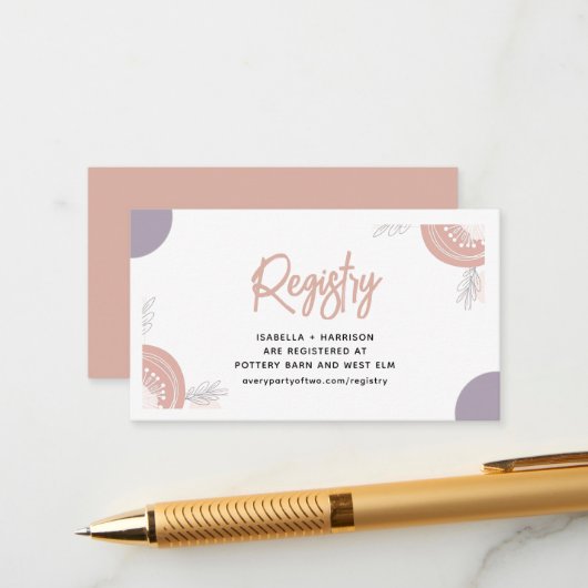 モダンハートミニマルボホベイビーシャワー エンクロージャーカード (正面/裏面インサイチュ)