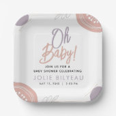 モダンハートミニマルボホベイビーシャワー ペーパープレート (正面)