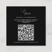 モダンハートミニマル白黒結婚詳細 スクエア名刺 (裏面)