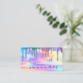 モダンハートレインボーグリッタードリップホログラフィック ロイヤリティカード (スタンド正面)