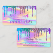 モダンハートレインボーグリッタードリップホログラフィック ロイヤリティカード (正面/裏面)
