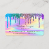 モダンハートレインボーグリッタードリップホログラフィック ロイヤリティカード (裏面)