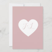 モダンハート付きミニマル赤面日付の保存 招待状 (裏面)