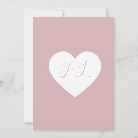 モダンハート付きミニマル赤面日付の保存 招待状 (裏面)