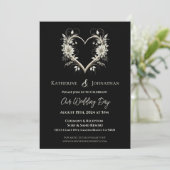 モダンハート付き結婚の花 招待状 (スタンド正面)