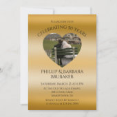 モダンハート写真ゴールデン50結婚周年記念 招待状 (正面)