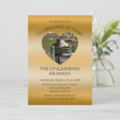 モダンハート写真ゴールデン50結婚周年記念 招待状 (スタンド正面)