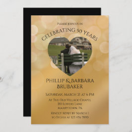 モダンハート写真ゴールデン50結婚周年記念 招待状