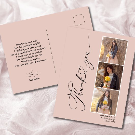 モダンハート卒業サンキューカード ポストカード