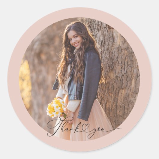 モダンハート卒業サンキューカード ラウンドシール (正面)