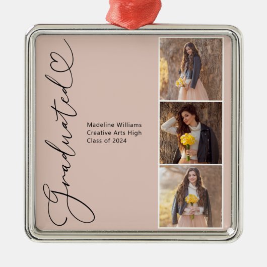 モダンハート卒業写真 メタルオーナメント (正面)