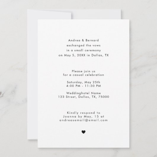 モダンハート台本は何も愛ファンシーの駆け落ち 招待状 (裏面)