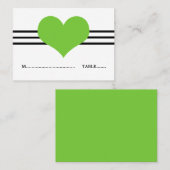 モダンハート座席表、緑 プレイスカード (正面/裏面)