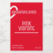 モダンハート形鮮やかピンクレッドキャンドル美しい フードラベル (シングルラベル)