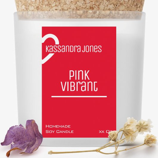 モダンハート形鮮やかピンクレッドキャンドル美しい フードラベル